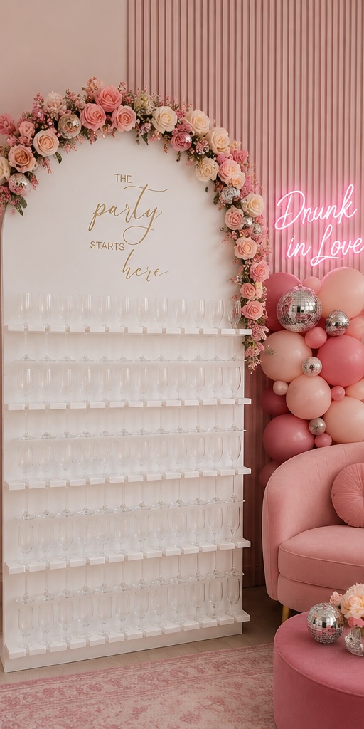 White Arched Champagne Wall Backdrop rental in Orlando, Florida — photo 2